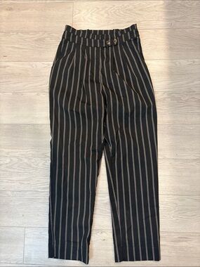 HYFVE Black Pinstripe High-Waist Trousers